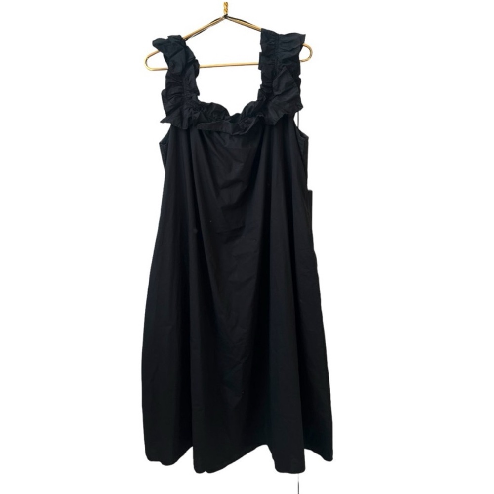 Tuckernuck Hyacinth House Black Ruffle Maria Midi Dress Shift Preppy Size Large